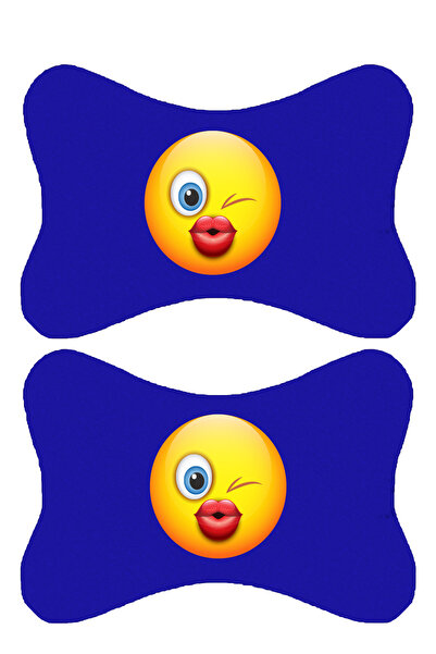 1araba1ev Set de 2 perne ortopedice albastre pentru gât auto imprimate Emoji ...