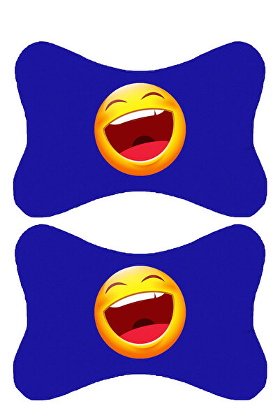 1araba1ev Set de 2 perne ortopedice albastre pentru gât auto, imprimate emoji...