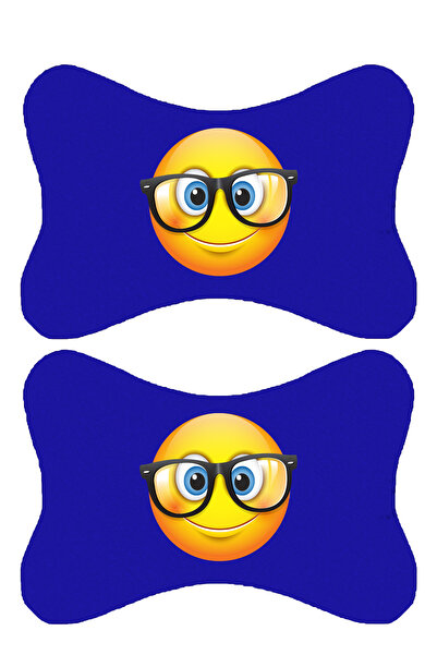 1araba1ev Set de 2 perne ortopedice albastre pentru gât auto imprimate Emoji ...