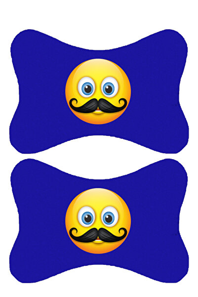 1araba1ev Set de 2 perne ortopedice albastre pentru gât auto imprimate Emoji ...