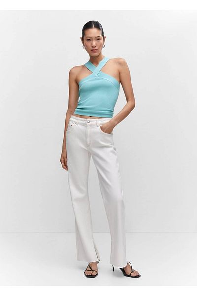 MANGO Woman Neckholder-Strickbluse