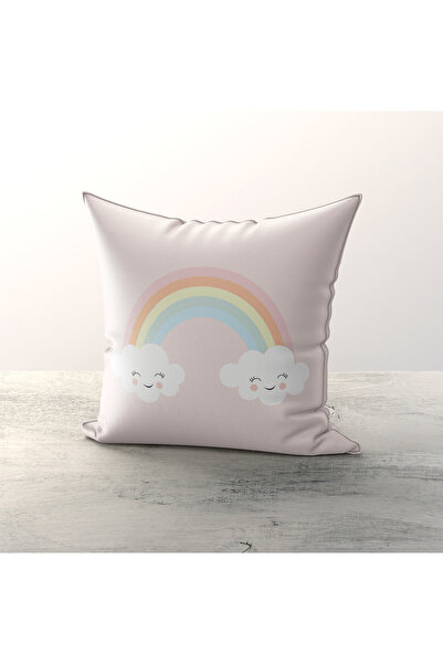 Talia Home Husă de pernă pentru copii cu model de curcubeu și nori drăguț, pa...