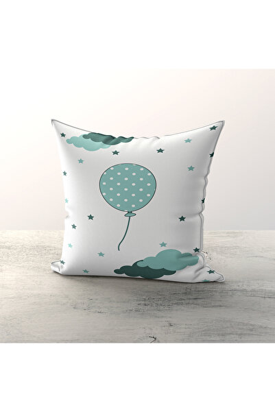 Talia Home Set de 3 huse de pernă pentru cameră pentru copii cu model de baloane și nori TLAKR-200