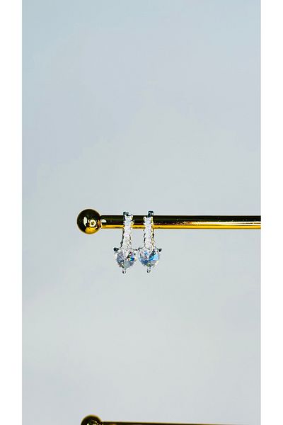 Ebru Atelier Anti-Tarnish Heart Earrings with Rows of Stones