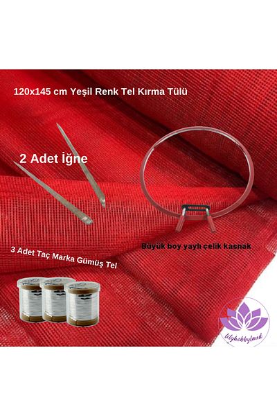 LİLYHOBBYLAND Σετ σύρματος Henna Kit (κόκκινο χρώμα τετράγωνο τούλι, 3 τεμάχια σύρμα κορώνας και μεγάλη τροχαλία ελατηρίου)