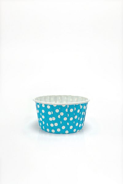 Trend Hediye Sepeti 50 Pieces Large Size XL Light Blue Polka Dot Muffin Cupcake Mold Jumbo Cake Capsule, Airfryer Compatible