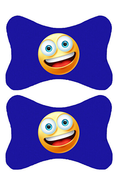 1araba1ev Set de 2 perne ortopedice albastre pentru gât auto imprimate Emoji ...