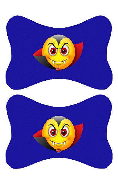 1araba1ev Set de 2 perne ortopedice albastre pentru gât auto imprimate Emoji ...