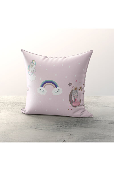 Talia Home Set de 3 huse de pernă pentru cameră pentru copii și bebeluși cu model de prințesă și unicorn TLAKR-281