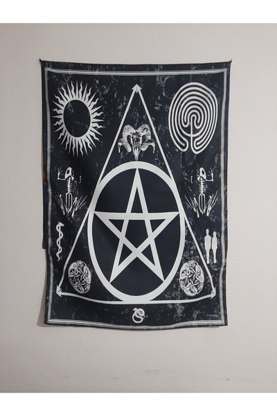 owl bag Pentagram 1 no Desenli Tasarım Duvar Halısı