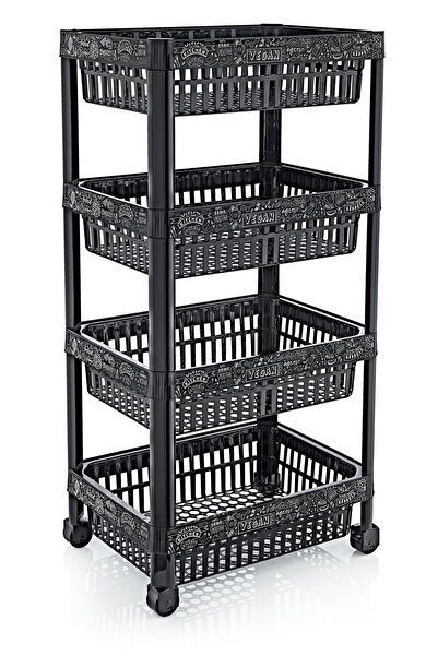 GuvenliPazar 4 Katlı Plastik Çok Amaçlı Mutfak Banyo Düzenleme Organizer Siya...