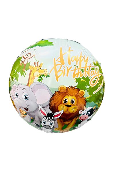 STOCON PARTY 18” Round Safari Foil Balloon Heliuma Compatible Safari Happy Bi...