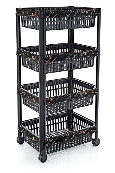 GuvenliPazar 4 Katlı Plastik Çok Amaçlı Mutfak Banyo Düzenleme Organizer Siya...