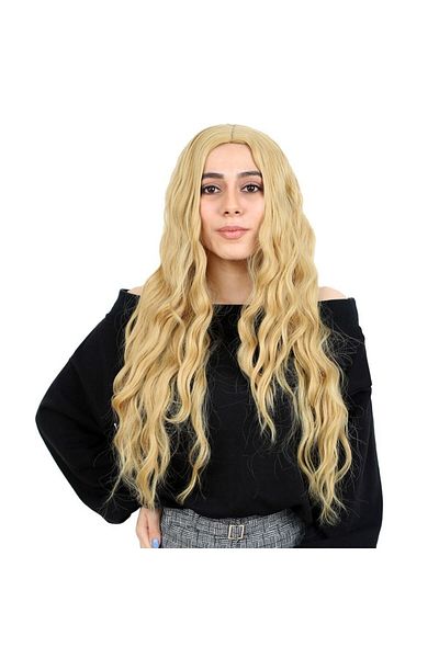 KONAK PERUK Yellow Fiber Synthetic Long Water Wave Wig