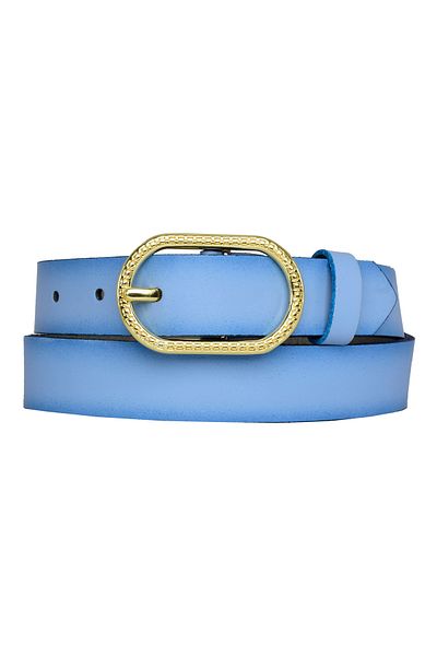 GoDeri 100% Genuine Leather, Gold Oval Buckle 3 Cm Turquoise Women's Belt; Dress, Trouser Belt = 3cm-kdn-32