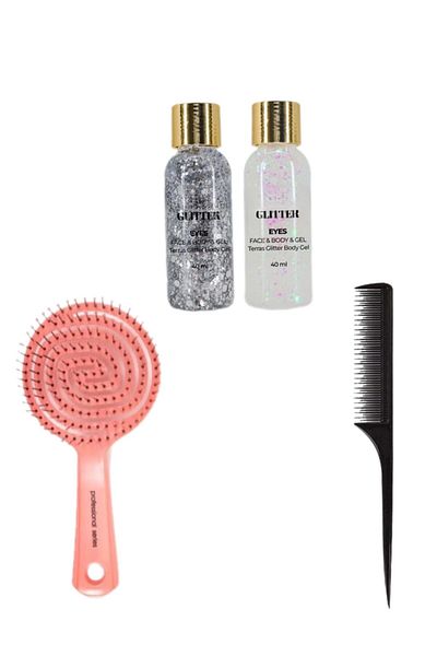 VANCL Set of 2 Gel Glitter 40 ml |   Nas.Cıta 3D Hair Brush |   Hairdresser Comb Set 4 Pieces Essu31