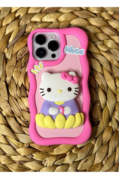 HYPERSOFT Iphone 15 Pro Max Uyumlu Hello Kitty Desenli Stant Özellikli ve Ayn...