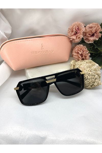 Di Caprio Rudni Gold Detailed Black Women's Sunglasses