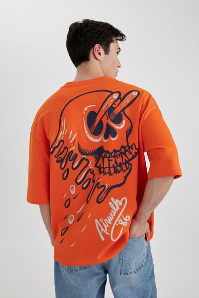 DeFacto Airwalk Loose Fit Crew Neck Back Printed Short Sleeve Heavy Fabric T-Shirt C0050ax24sp