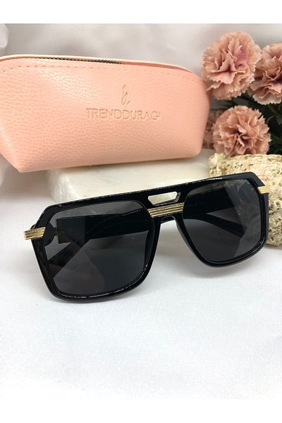 Di Caprio Rudni Gold Detailed Black Women's Sunglasses