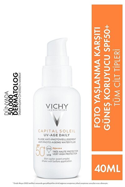 Vichy CAPİTAL SOLEİL UV AGE GÜNLÜK SPF50 YÜKSEK KORUMALI YÜZ GÜNEŞ KREMİ 40ML DKHAİR96