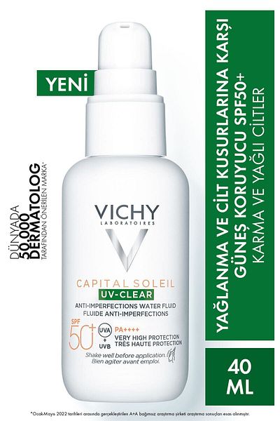 Vichy Spf50 Facial Sunscreen - Reduces Skin Imperfection Appearance and Grease 40ml