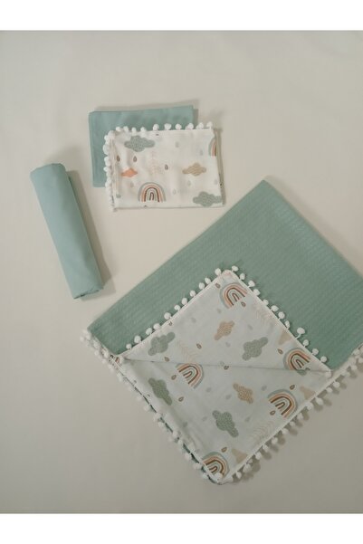 Wenaris طقم بطانية بيكيه مكون من 4 قطع - 2 غطاء وسادة وشارساف