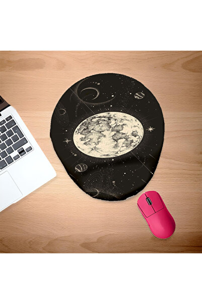 UcuruStore Moon in Space Οβάλ Ποντικομαξιλαράκι με Στήριγμα Καρπού