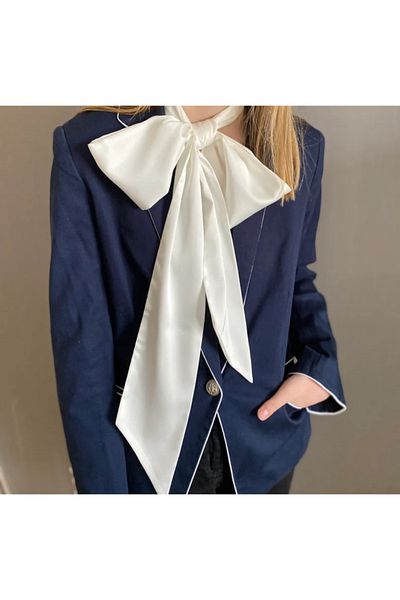 es moda shop Begonia Multifunctional Satin Belt Scarf White