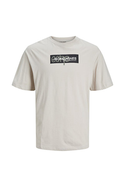 Jack & Jones JCOAOP PRINT TEE SS CREW Μπεζ ανδρικό κοντομάνικο μπλουζάκι