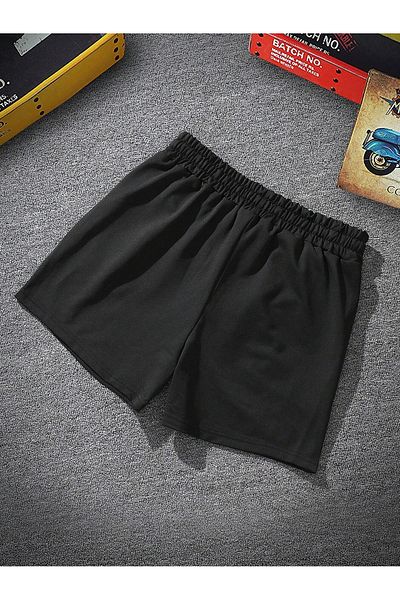 Mythologie New York 1998 Combed Cotton Short Shorts - Black Printed High Waist Knitted Pocket Women