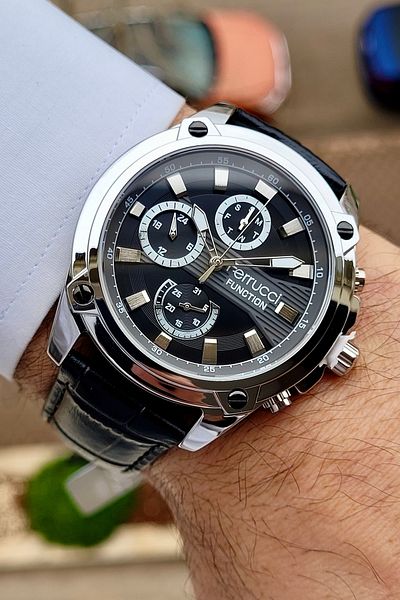 Ferrucci Silver Case Black Color Function Men's Wristwatch