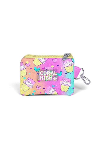 Coral High 21930 Model Colorful Cat Patterned Ice Cream Coin Purse - Kids