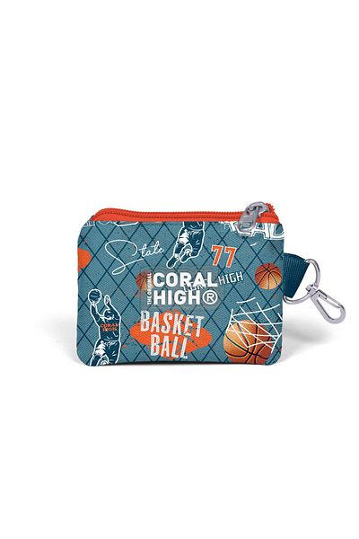 Coral High 21933 نموذج Nefti حقيبة عملات معدنية برتقالية منقوشة لكرة السلة للأطفال