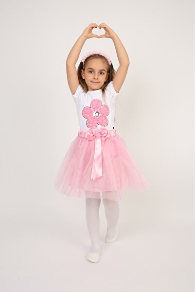 Dıgıl Kids بدلة فتاة ديزي بادي مع شريط وردي توتو 23 أبريل زي عرض الزي