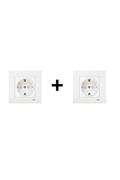 VİKO Karre White 2 Pieces Grounded Child Proof Socket Frame Included