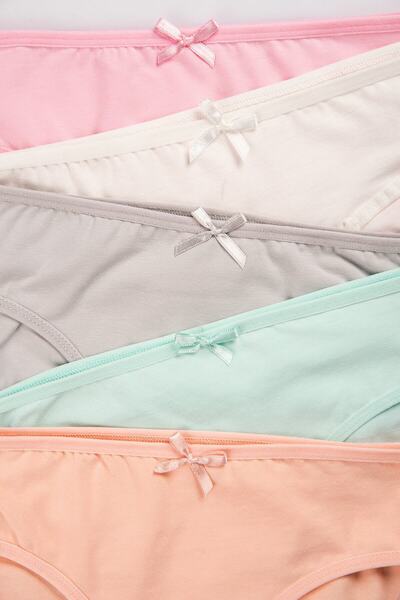 Happy Fox Pamuklu Genç Kız Çocuk Külot 5 Li Set Paket Likralı Slip Basic