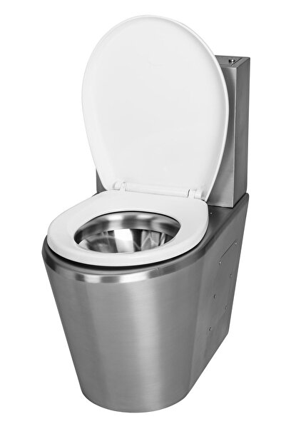 Paslanmaz Çelik Klozet S Çıkışlı-r: Rezervuar Taharet Çubuklu 370x610x740mm (NRC-6035-SBRL)