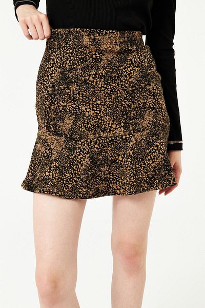 Hanna's by Hanna Darsa Women's Flounced Leopard Patterned Mini Skirt