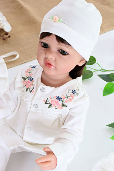 Sitilin Baby Girl Organic Ecru Embroidered 5-Piece Hospital Discharge Set