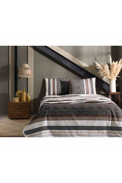 Taç Sadler Brown Double Printed Pique Set