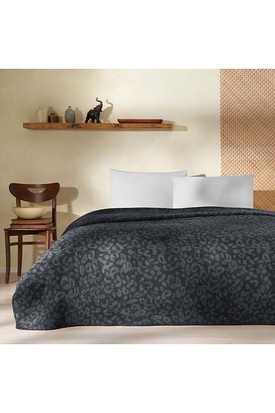 Taç Dobby Cotton Double Blanket Black