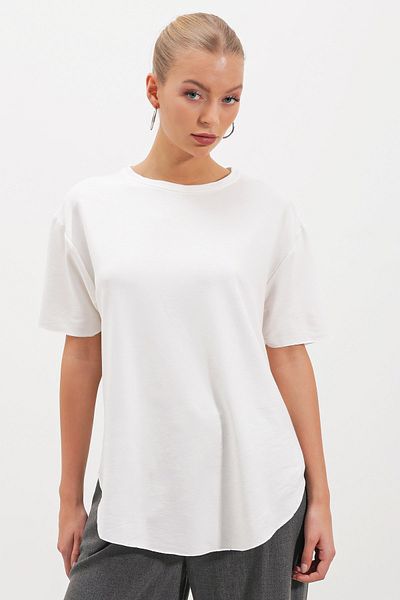 HAKKE Two Yarn Loose Skirt Oval T-SHIRT