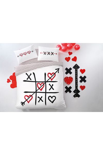 Taç Red Rnf Bedding Set Xox Double Duvet Cover