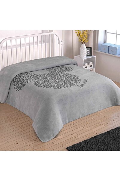 Taç Mickey Love Gray Blanket - Double Cotton
