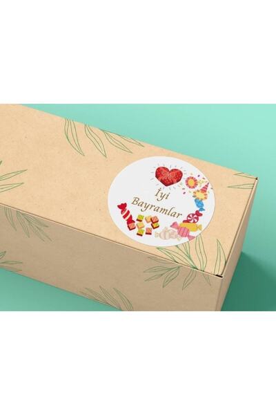 bisaccia İyi Bayramlar Sticker Şeker Etiketi Kırmızı Renk Ramazan Kurban 4 Cm...
