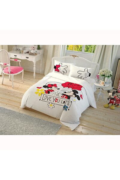 Taç Disney Minnie Mickey Çek Canlandır Pamuk Lisanslı Nevresim Takımı
