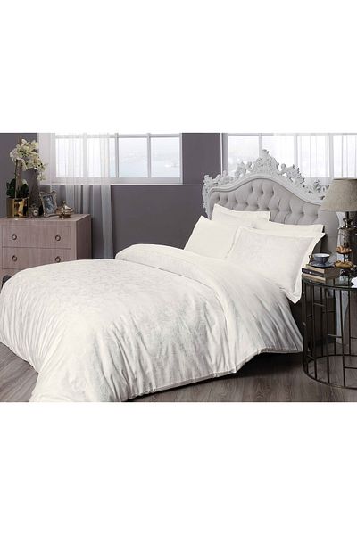 Taç Brinley Jacquard Double Duvet Cover Set Ecru