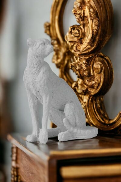Rugad Biblo Dekoratif Heykel Leopar Biblosu Beyaz Model 33