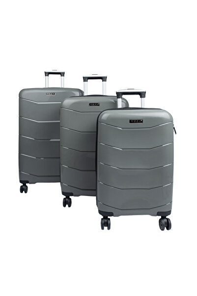 Moda Çanta MODA FÜME PP KIRILMAZ SİLİKON 3'LÜ VALİZ SETİ